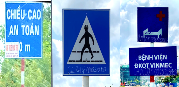 Cần xử lý nghiêm hành vi quảng cáo lên biển báo giao thông